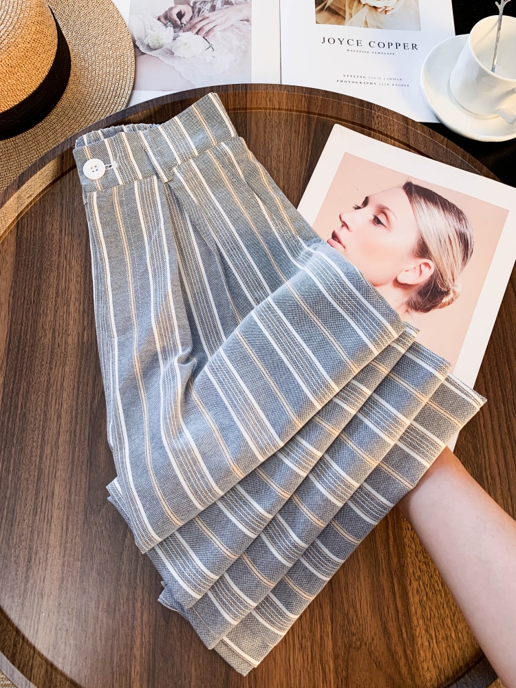 Spring gray suit pants high waist all-match pants for women