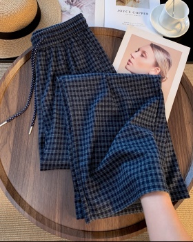 Spring high waist plaid pants lazy casual pants for women