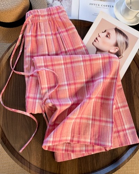 Spring and summer casual pants pink wide leg pants