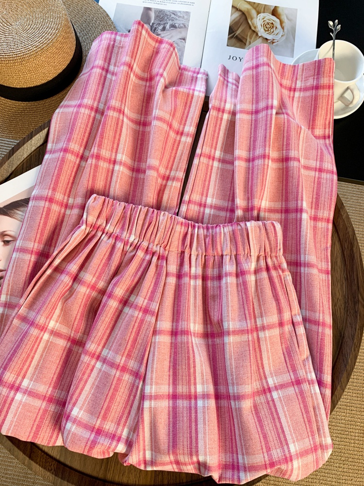 Spring and summer casual pants pink wide leg pants