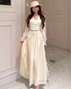 France style long skirt lace tops a set for women