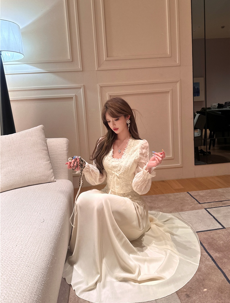 France style long skirt lace tops a set for women