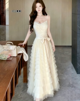 Frenum gauze tender big skirt temperament slim dress