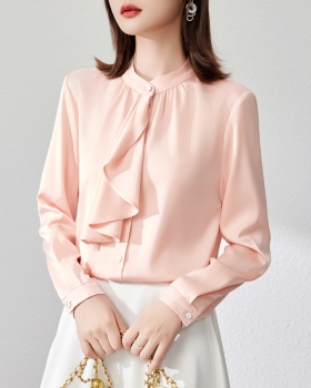 Cstand collar tops commuting shirt for women