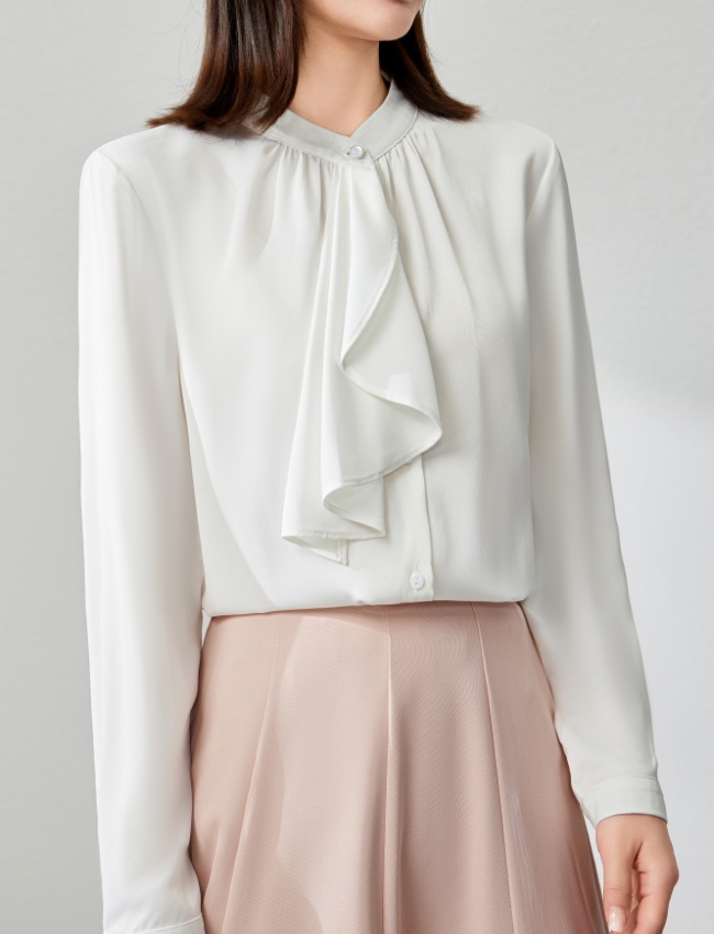 Cstand collar tops commuting shirt for women