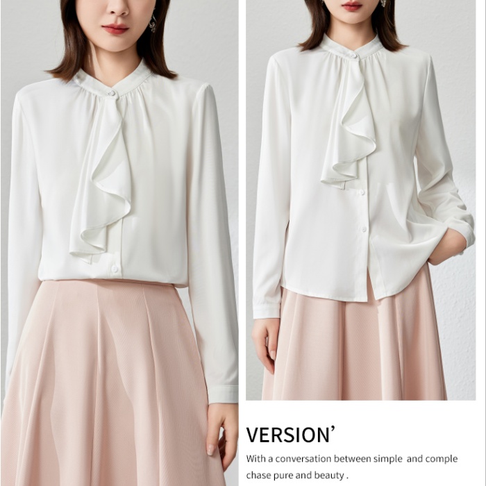 Cstand collar tops commuting shirt for women