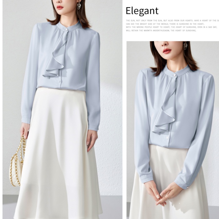 Cstand collar tops commuting shirt for women