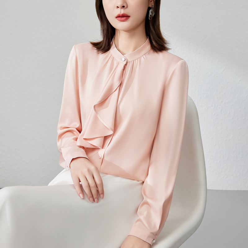 Cstand collar tops commuting shirt for women