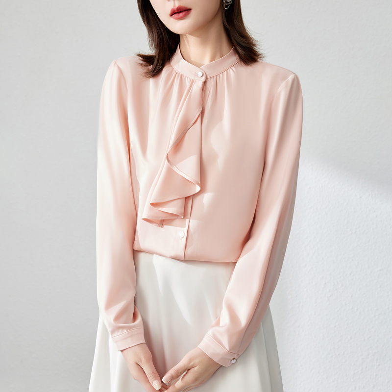 Cstand collar tops commuting shirt for women