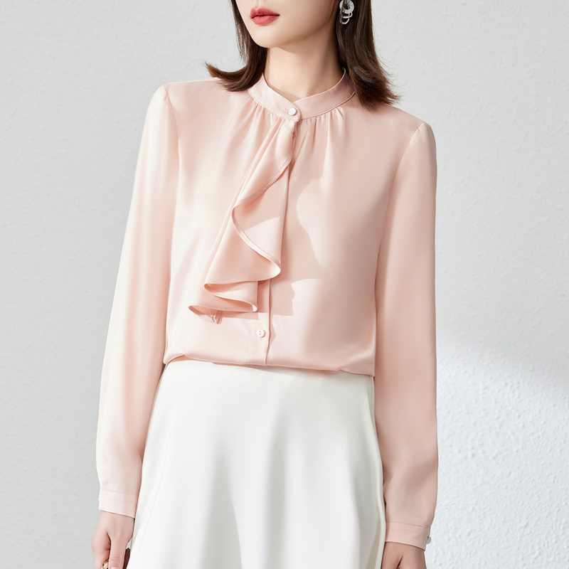 Cstand collar tops commuting shirt for women