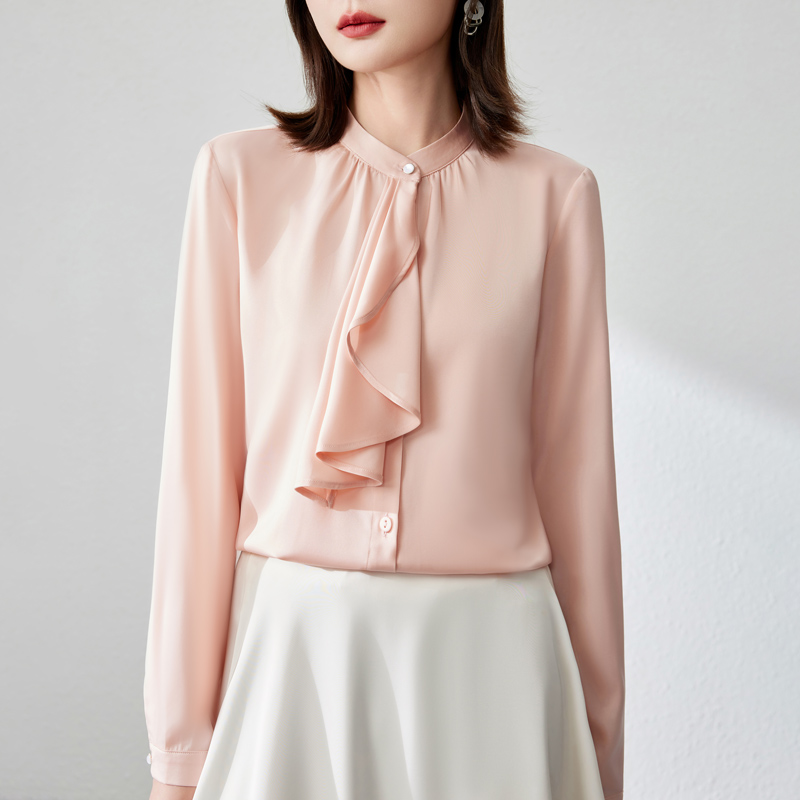 Cstand collar tops commuting shirt for women