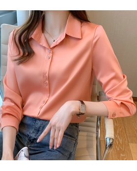 Satin spring tops niche all-match shirt for women