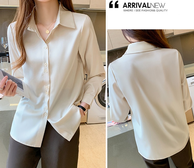 Satin spring tops niche all-match shirt for women