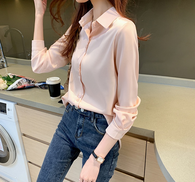 Satin spring tops niche all-match shirt for women