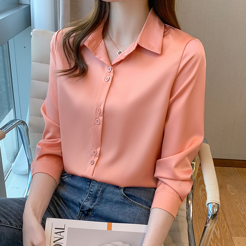 Satin spring tops niche all-match shirt for women