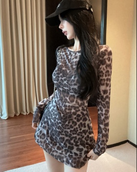Sexy leopard spicegirl dress gauze temperament smock