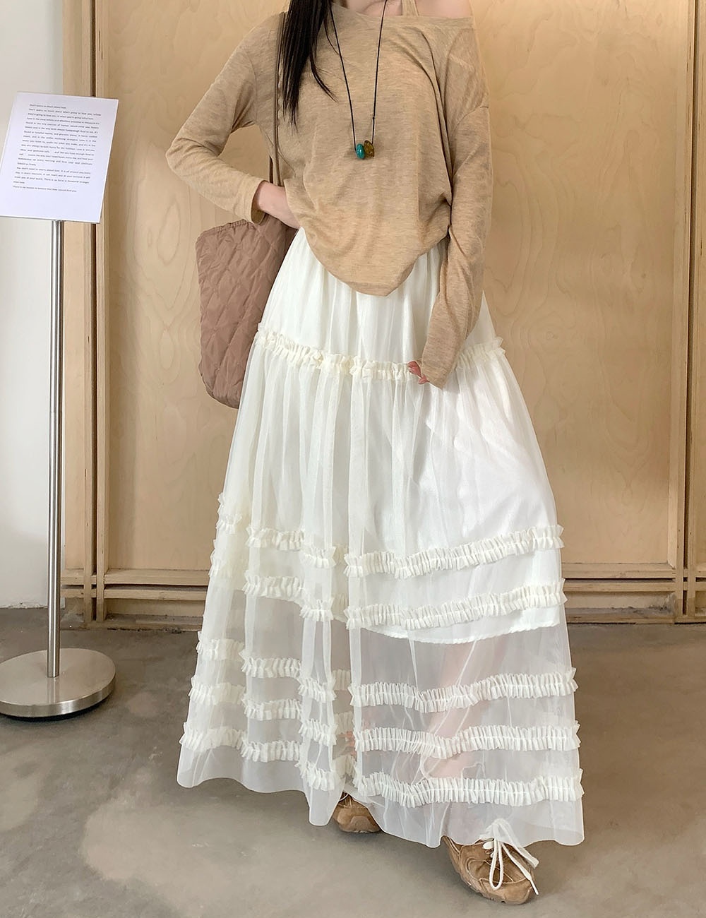 Wood ear loose gauze long skirt ballet France style skirt