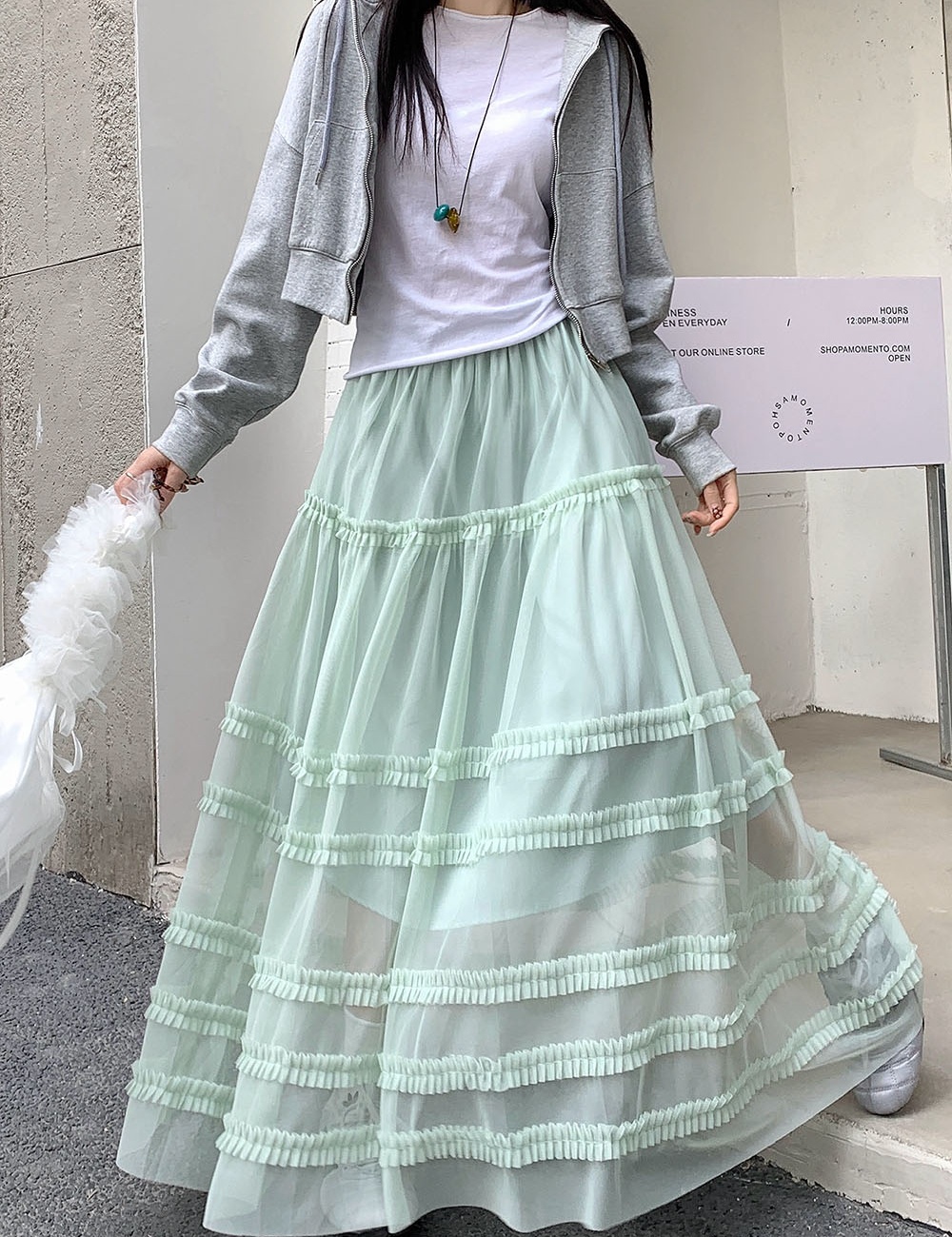 Wood ear loose gauze long skirt ballet France style skirt