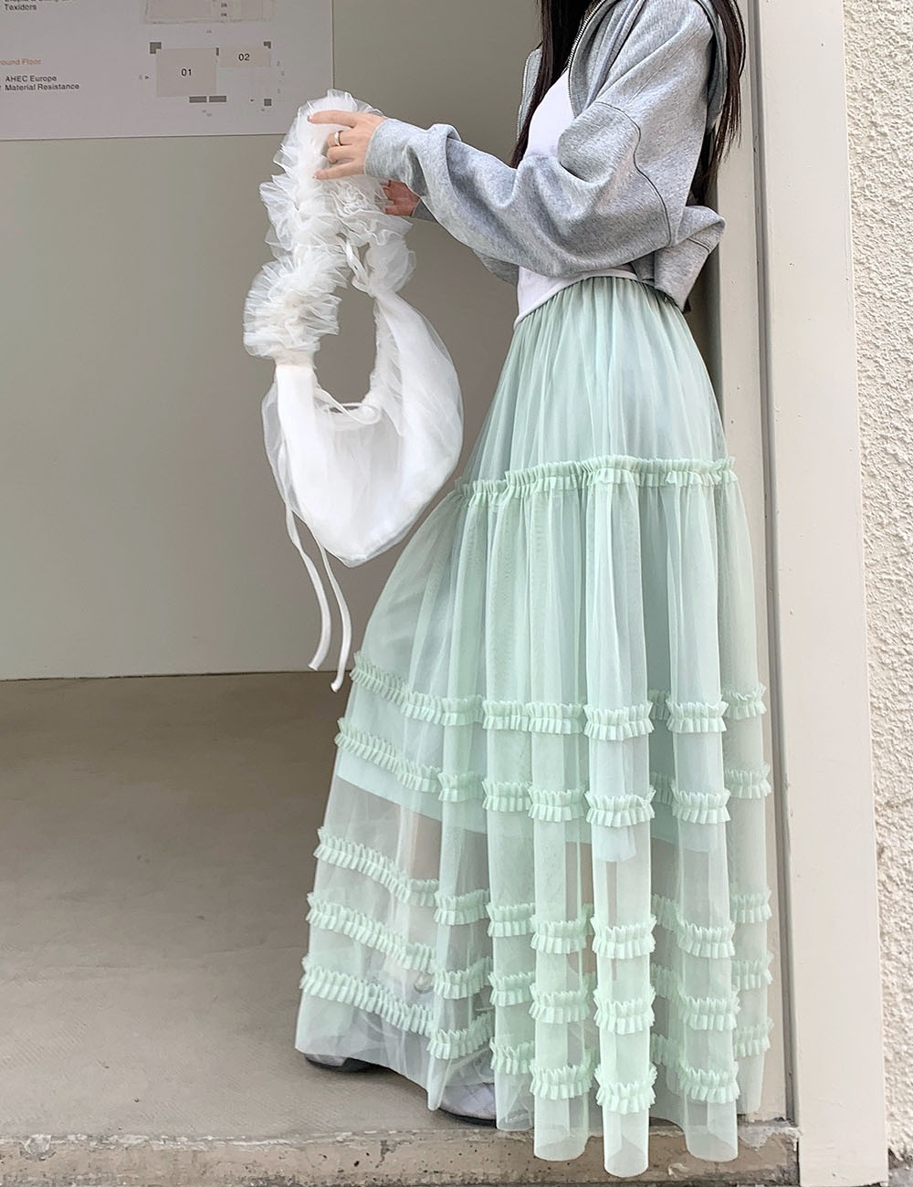 Wood ear loose gauze long skirt ballet France style skirt