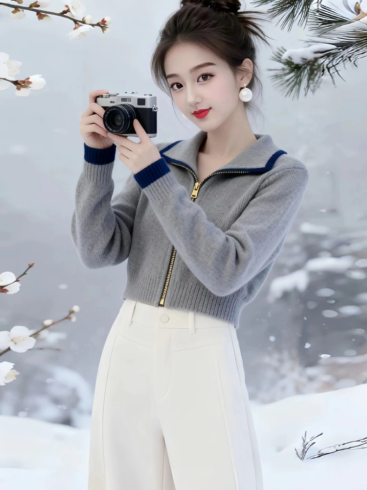 Fashionable cardigan show young sweater for women