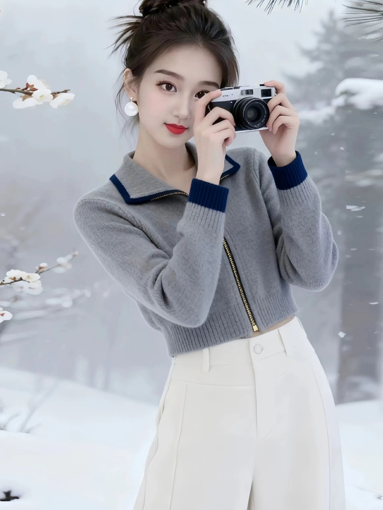 Fashionable cardigan show young sweater for women