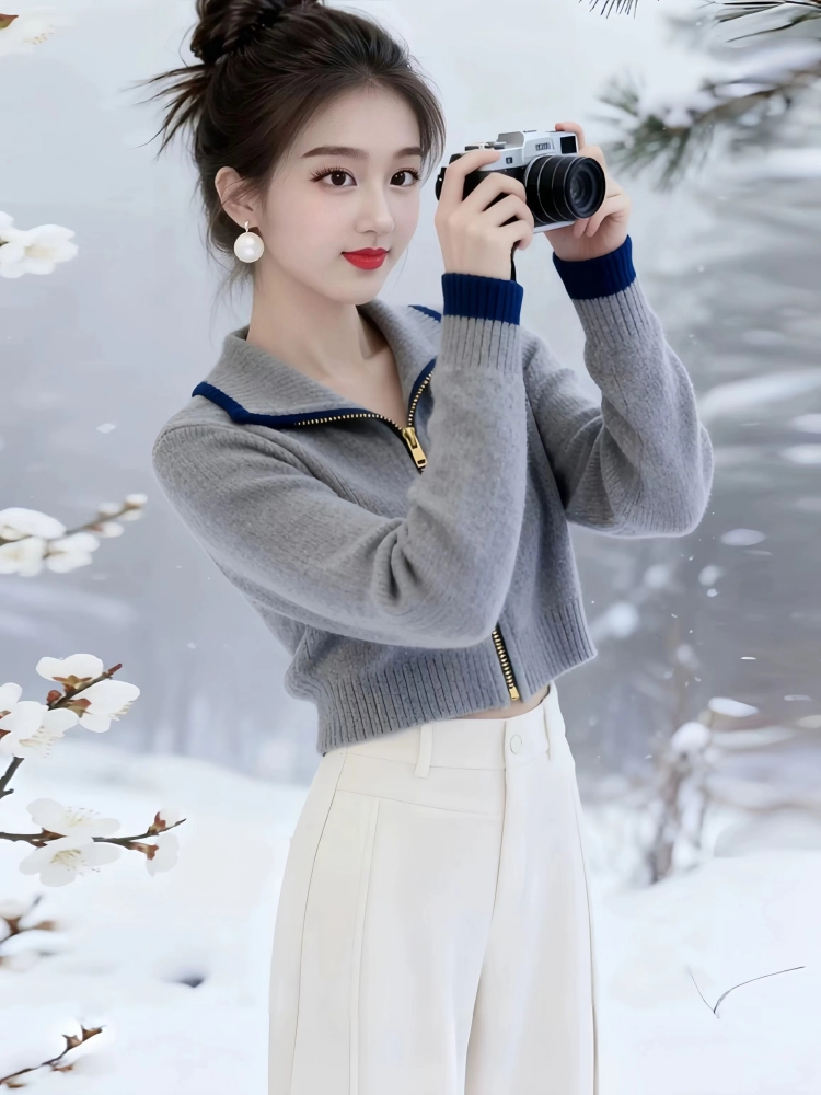 Fashionable cardigan show young sweater for women