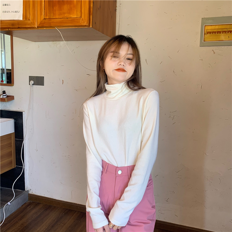 Spring winter basis pure high collar bottoming shirt