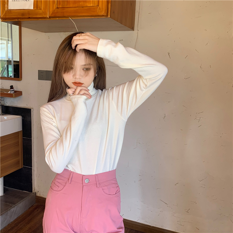 Spring winter basis pure high collar bottoming shirt