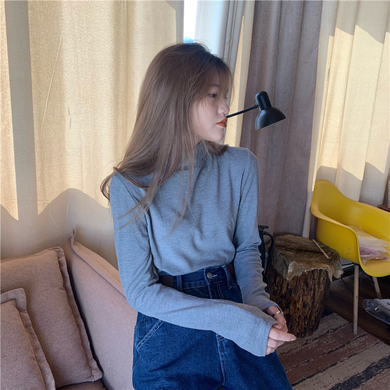 Spring winter basis pure high collar bottoming shirt