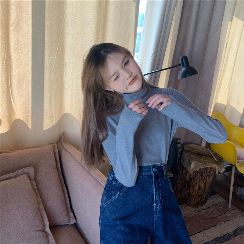 Spring winter basis pure high collar bottoming shirt