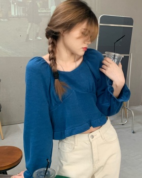 Spring puff sleeve thick short winter shirt for women