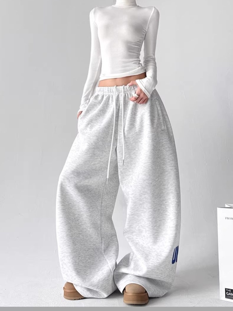 Printing long pants drawstring casual pants for women