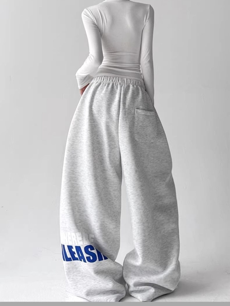 Printing long pants drawstring casual pants for women