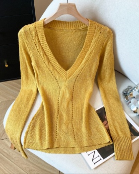 Spicegirl slim spring sweater V-neck hollow bottoming shirt