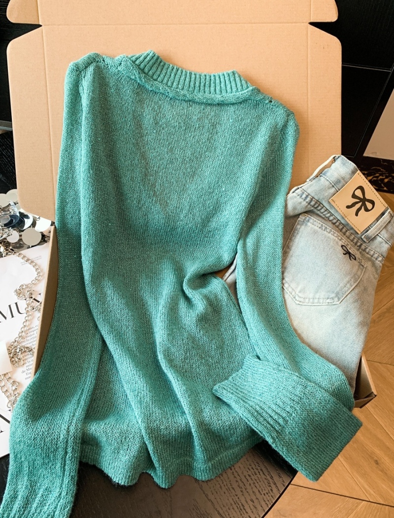 Spicegirl slim spring sweater V-neck hollow bottoming shirt