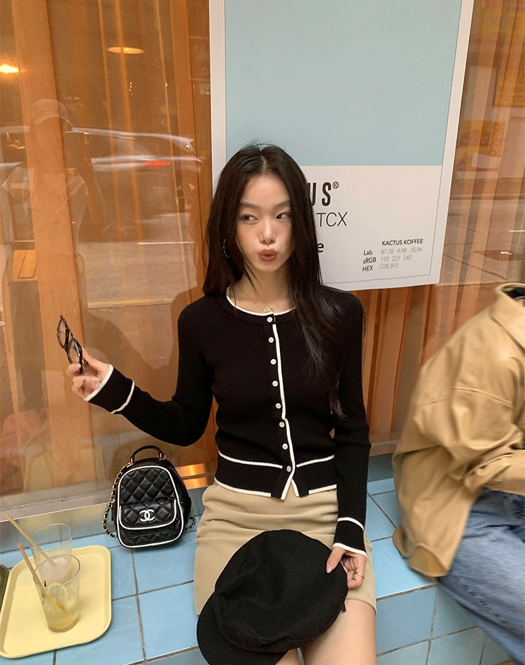 Temperament knitted tops long sleeve cardigan for women