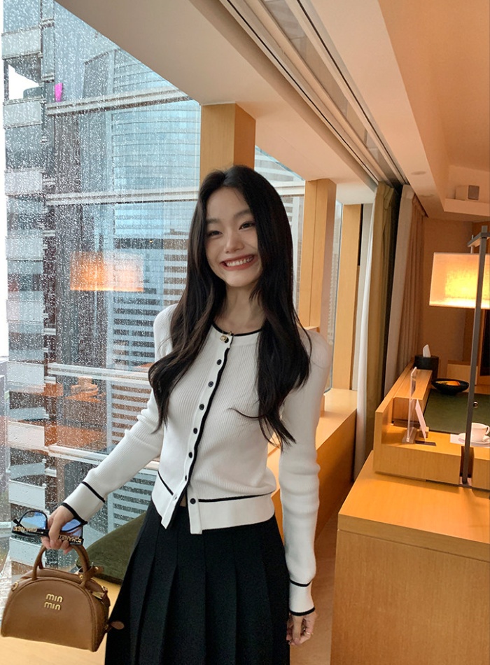 Temperament knitted tops long sleeve cardigan for women