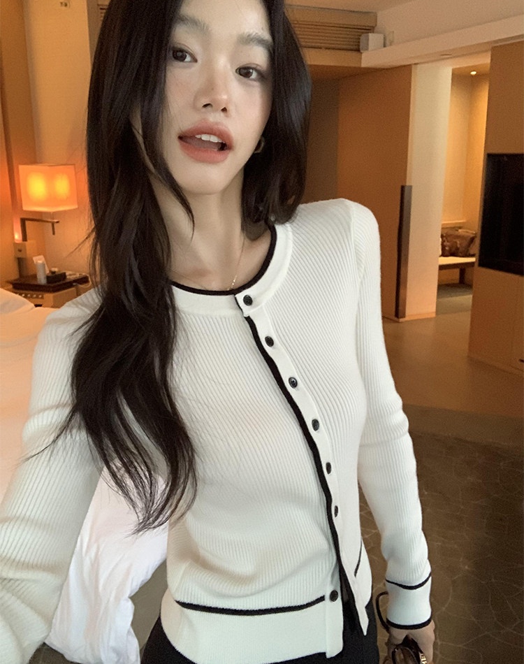 Temperament knitted tops long sleeve cardigan for women