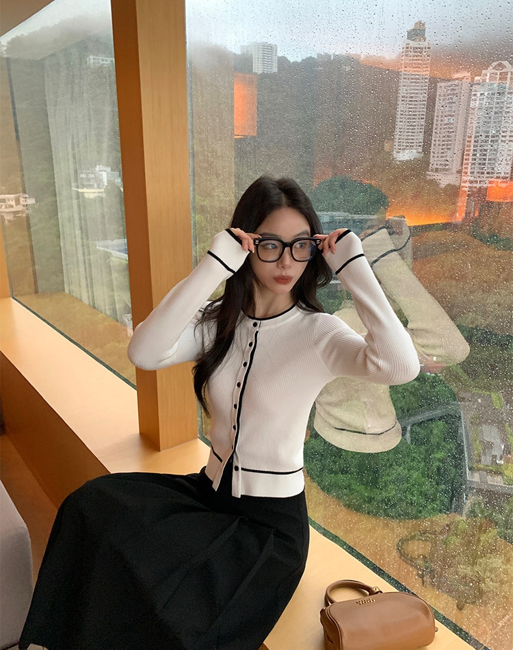 Temperament knitted tops long sleeve cardigan for women