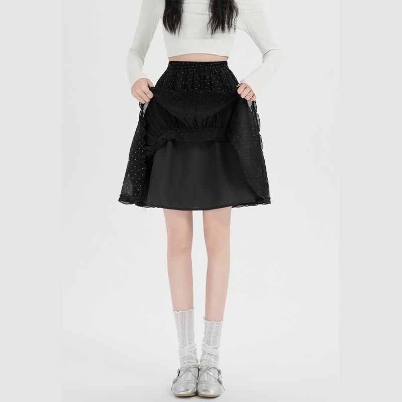Spring and summer wood ear short skirt five tenths cake skirt