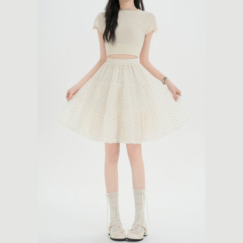 Spring and summer wood ear short skirt five tenths cake skirt