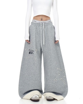 Stars embroidery sweatpants splice long pants for women