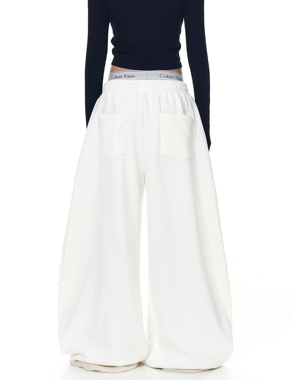 Stars embroidery sweatpants splice long pants for women