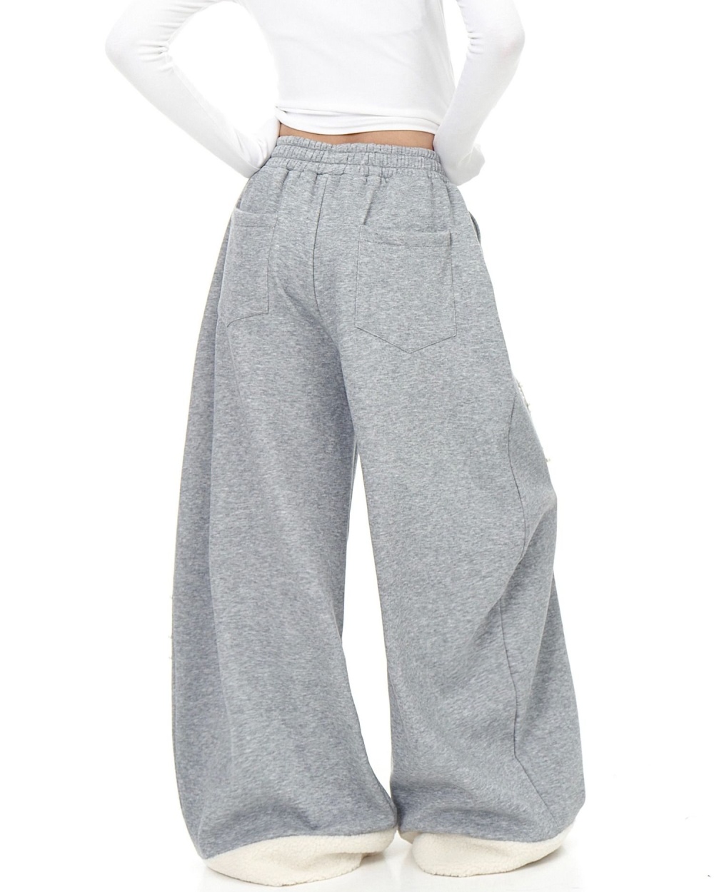 Stars embroidery sweatpants splice long pants for women