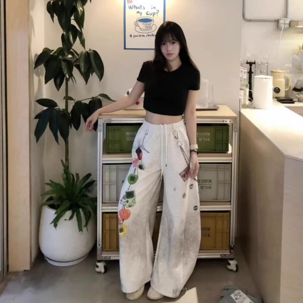 Couples flower pants Casual spring jacquard long pants