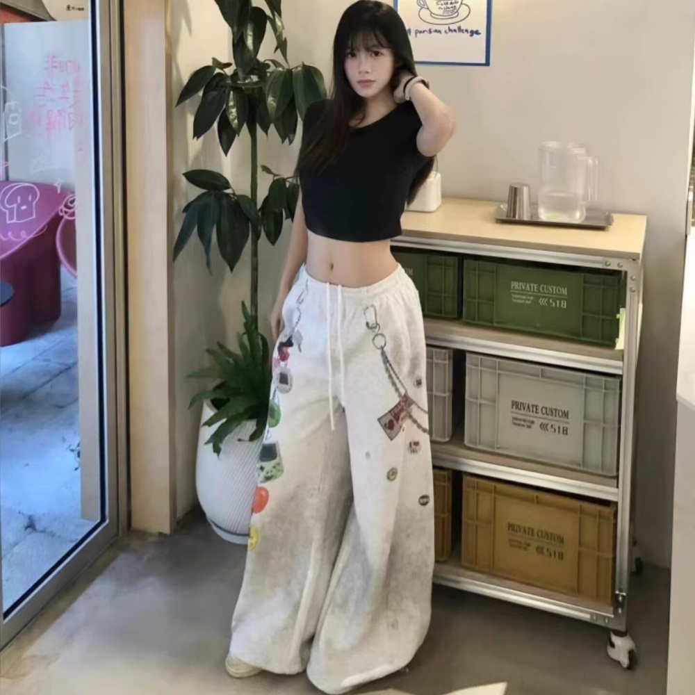 Couples flower pants Casual spring jacquard long pants