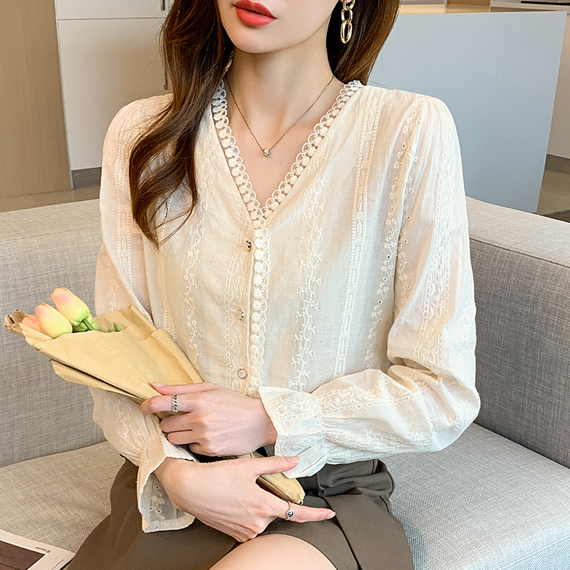 France style tender spring large yard shirt for women