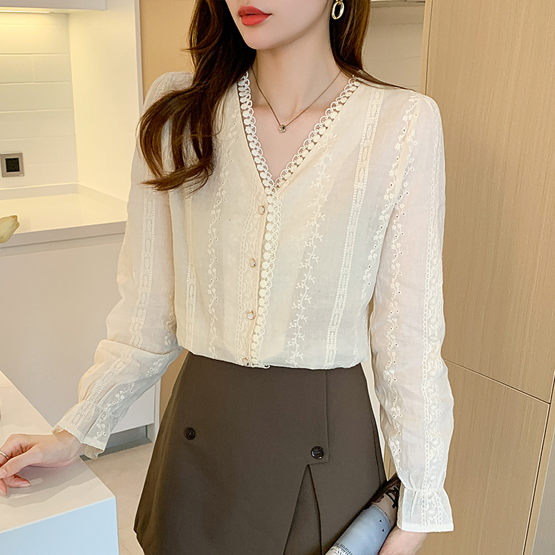 France style tender spring large yard shirt for women
