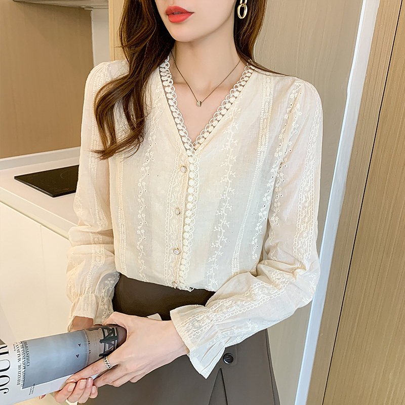 France style tender spring large yard shirt for women
