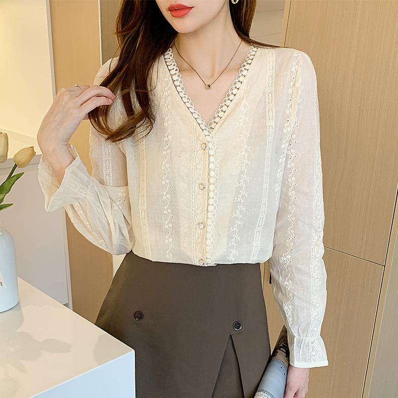 France style tender spring large yard shirt for women